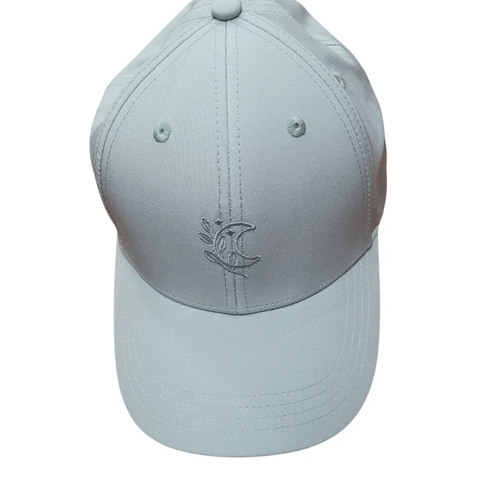 Blogilates Pastel Green Criss Cross Back Ponytail Hat‎ Moon Leaf Logo Women